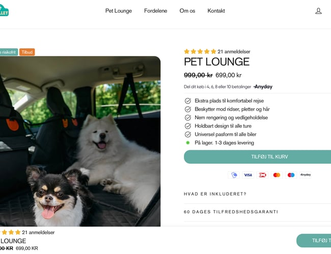 NY PRIS! - Kæledyrs Webshop med Proof of Concept - Omsat for 80.000 kr. på 1,5 måned.
