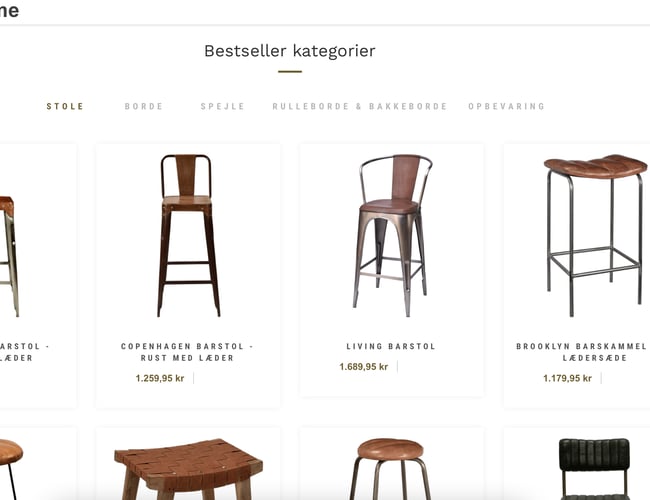 Dropshipping shop med salg af high-end møbler 