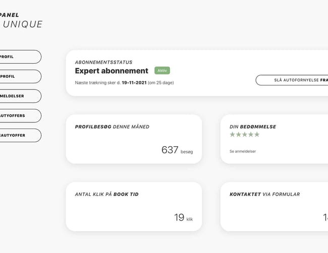 Abonnementsforretning / skønhedsplatform - 100% automatiseret og selvkørende. Brugt 350 udviklingstimer! Medfølger komplet liste med over 15.000 danske saloner / behandlere i målgruppen.