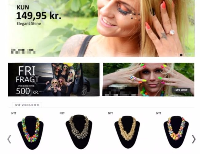 Flot & indbydende webshop, med salg af feminine smykker