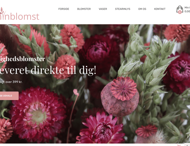 Blomster webshop inkl. varelager -  Haft en omsætning på ca. 25.000 kr.
