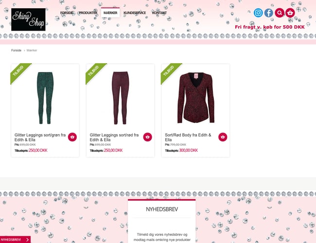 Shinyshop.dk - Netshop med Glimmer og Glamour til hverdag og fest til salg.