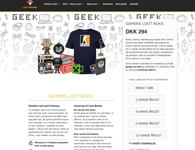 Abonnementsbaseret gaming & film merchandise webshop - First Mover i Danmark