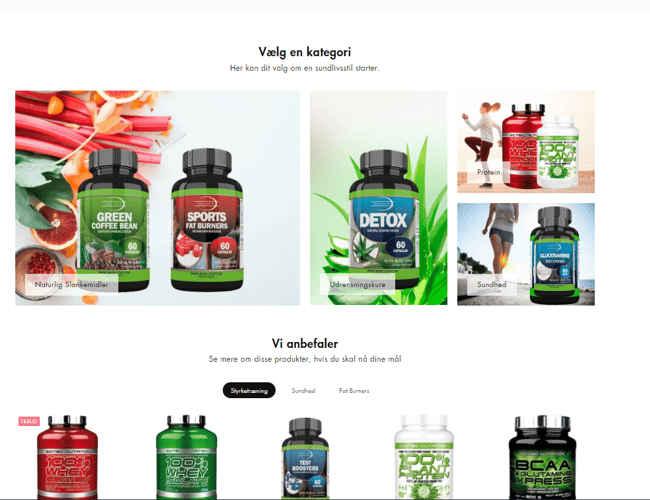 Kosttilskuds webshop med 100.000 kr. i månedlig omsætning.