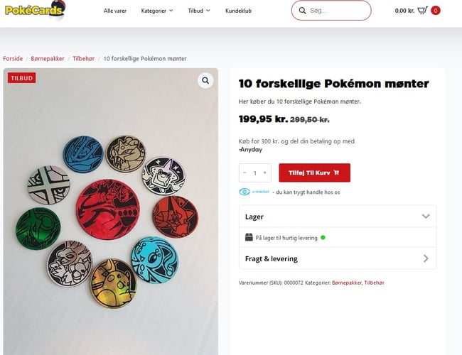 Pokémon webshop til salg - Omsætning 118.000 kr. mellem feb-jun 2023