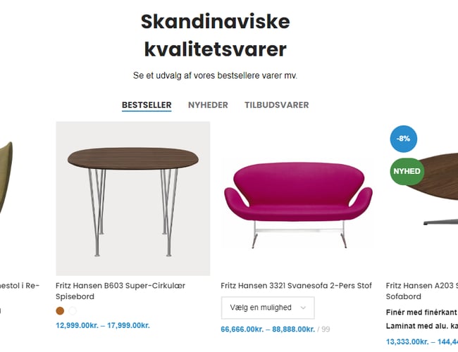 Hurtig møbel og interiør webshop som hurtigt kan ændres til dit behov