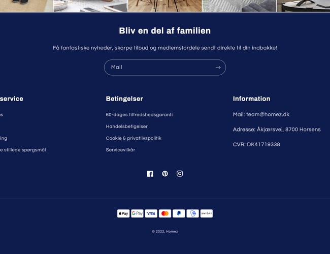 HOMEZ | 100% Køreklar dropshipping webshop med møbler/indretning