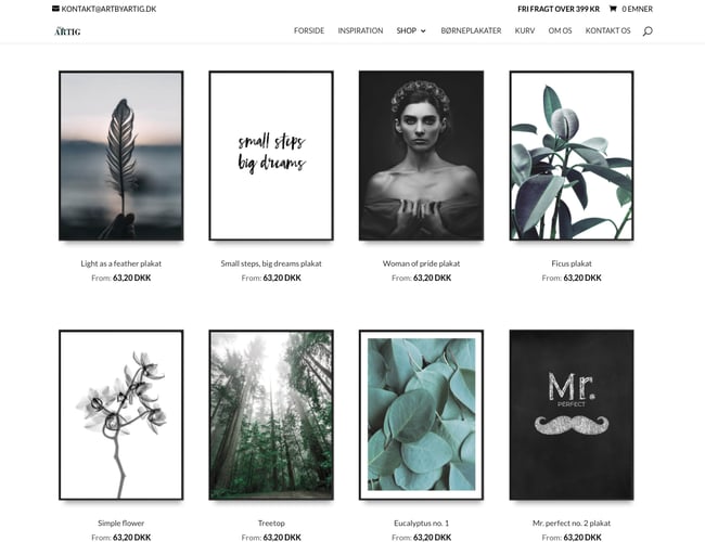 Artbyartig.dk - Plakatshop med over 100 unikke nordiske designs og velfungerende hjemmeside