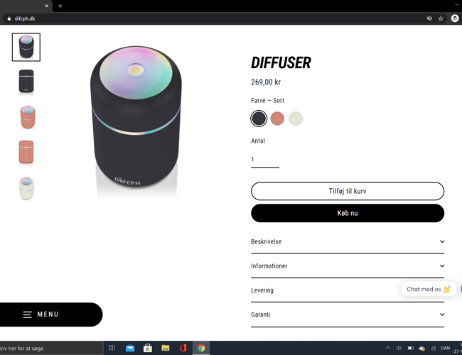 Køreklar webshop med salg af diffuser som de eneste i DK
