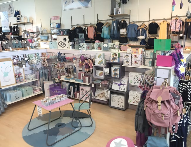 Stækt nedsat ved hurtig handel.  salg af tøj og tilbehør til de mindste (4,3 millioner i omsætning 2015/16)