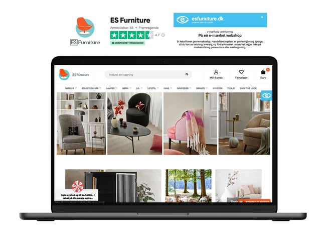E-mærket DanDomain webshop med bredt udvalg af møbler og boligtilbehør. - Omsætning 2021: 2.415.000 kr. 