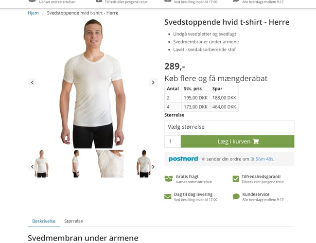 Webshop med svedstoppende t-shirts - Færdigudviklet koncept