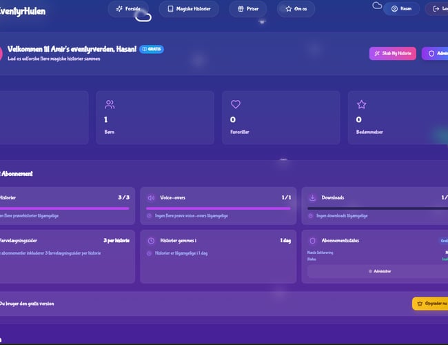 Eventyrhulen.nu – Magisk AI-historieunivers for børn 100% automatisere – KLAR TIL OVERTAGELSE (NEDSAT)