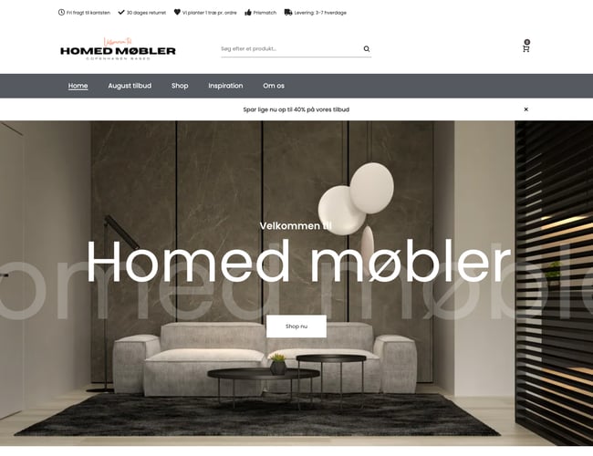 Homed.dk - Møbel webshop med tilknyttet dropshipping - Omsætning på 15.764 kr. 