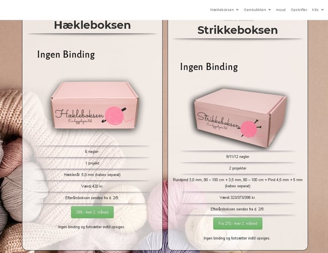 Hækleboksen.dk Abonnementsvirksomhed på Danmarks hurtigst voksende marked. - Omsætning i 2020 ca. 780.000 kr.