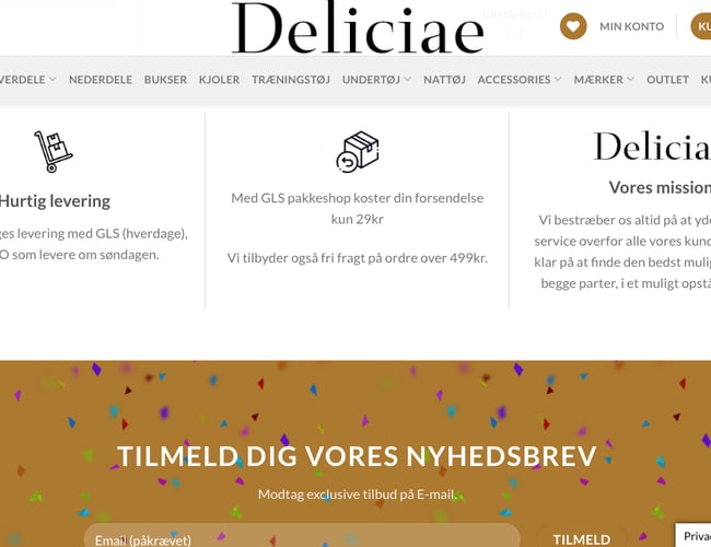 Webshop til salg Deliciae.dk