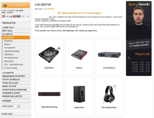 Butik / Webshop med salg af diskoteksudstyr