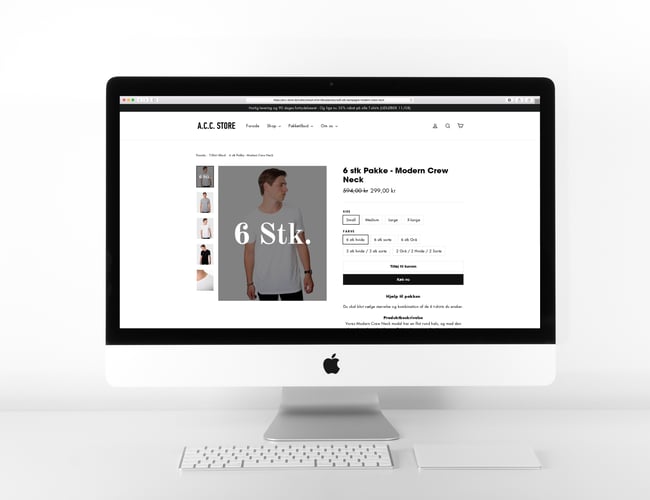 Optimeret webshop med klassiske T-shirts klar til drift - 800 tilmeldt nyhedsbrevet.