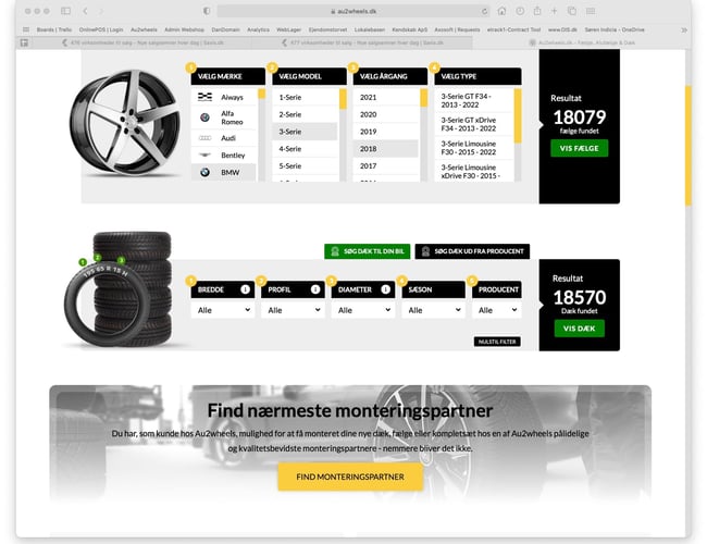 Webshop med salg af dæk & fælge - Dropship - Omsætning: 2.800.000 - Årlig løn før skat: 200.000 kr.