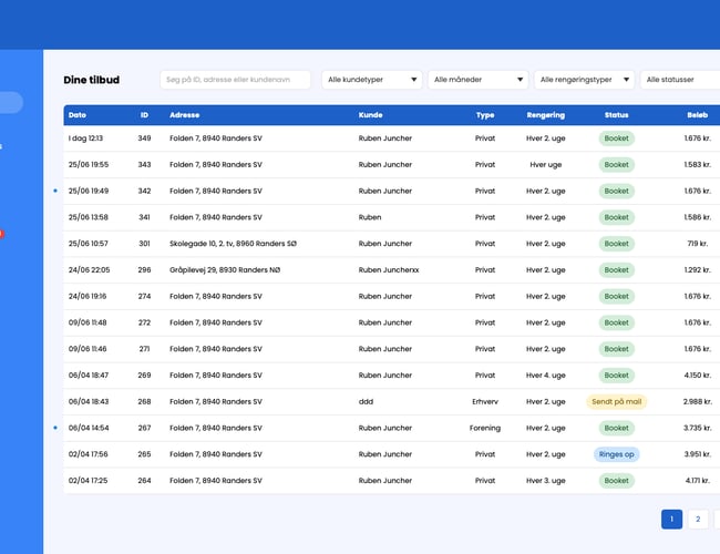 Cliinly - Ny SaaS software til rengøringsbranchen - giver kunderne komplette tilbud på 10 sekunder! Automatiserer hele rengøringsfirmaets tilbuds- og faktureringproces. 450 udviklingstimer - 100% automatiseret, så den kræver INTET manuelt arbejde.