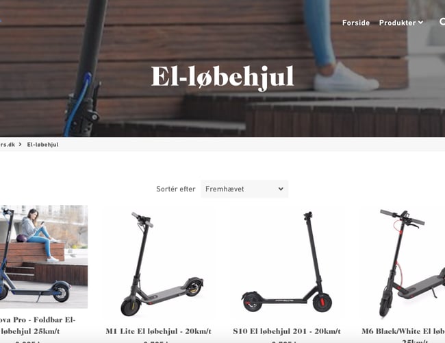 Billig Webshop med salg af lovlige El løbehjul i Danmark