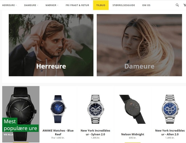 Veldrevet webshop med salg af ure fra små urmærker - Dækningsgrad: 30-32%