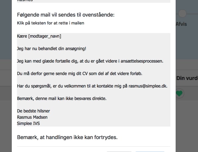 simplee.dk - Job rekrutterings system sælges - rekrutteringsflow ala Tinder