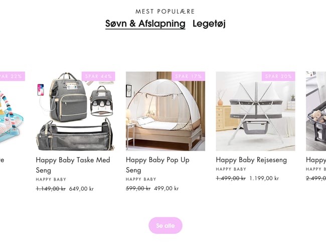 Webshop med +200 baby produkter & 5.600,- i omsætning de første 7 dage - Dropshipping