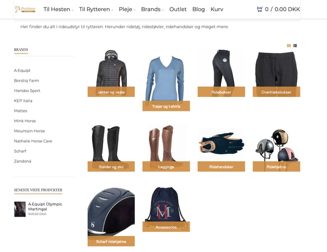 Prohorse.dk - Webshop med rideudstyr sælges - WooCommerce