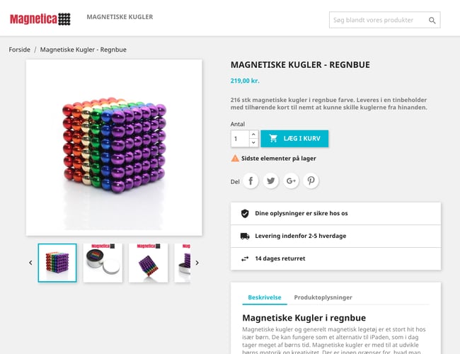 Magnetica.dk -  Niche webshop med salg af magnet legetøj - Omsat for ca 10.500kr. siden December