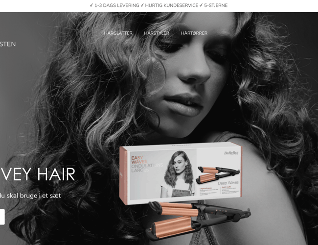 Køreklar webshop med salg af hårprodukter
