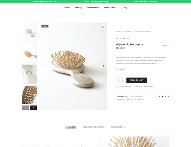 Webshop med bæredygtige produkter inkl. varerlager