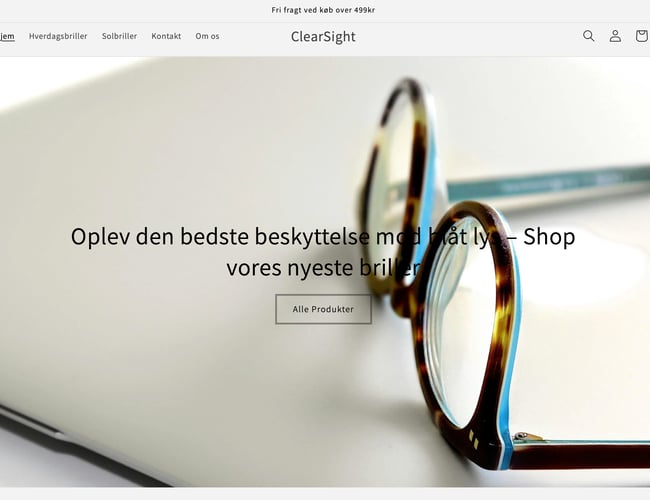 Webshop med salg af bluelight briller og solbriller sælges 