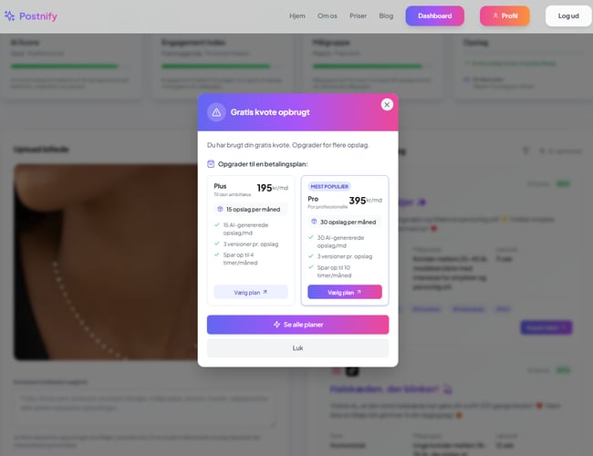 Postnify.dk – 100% automatiseret AI-platform til sociale medier – KLAR TIL OVERTAGELSE