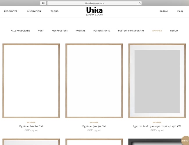 Webshop i super lækkert design - Salg af plakater - Omsætning 2018: 44.350 kr.