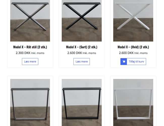 AX-bordben: Webshop med salg af smedede bordstel til plankeborde