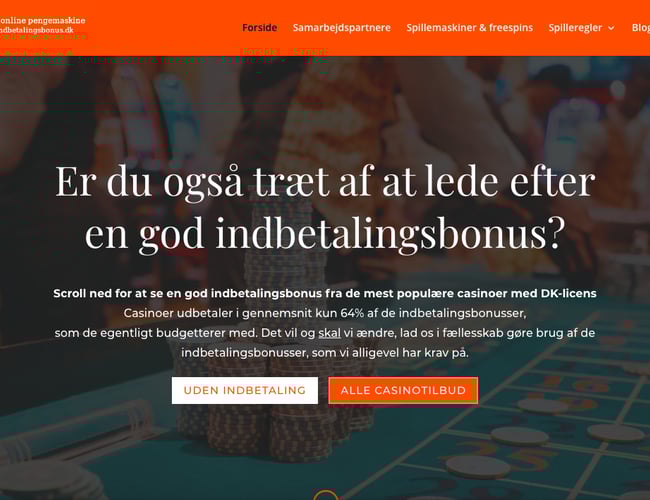 Komplet casino affiliatesite som har aftale med casinoer & et åbenlyst og godt domæne.