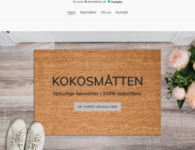Veletableret webshop med salg af kokosmåtter. Omsætning på 145000 ex. moms seneste halvår. 