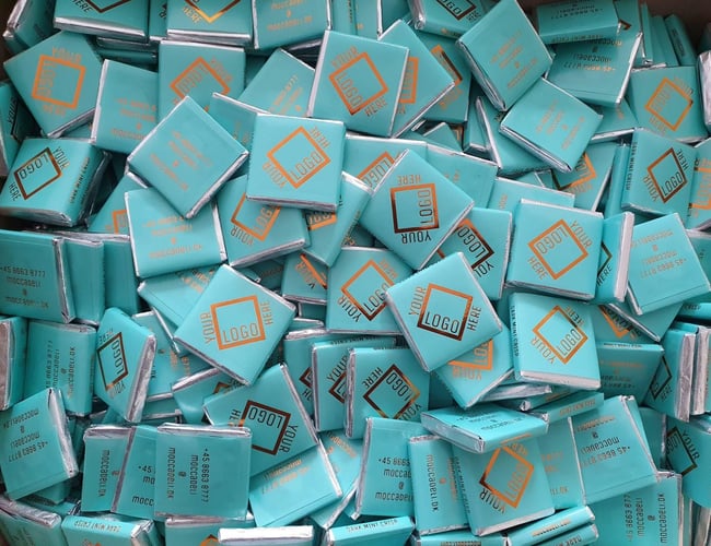 Webshop med specialiseret B2B-salg af slik og chokolade med firmalogo