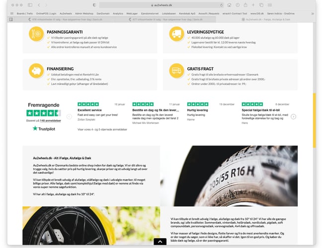 Webshop med salg af dæk & fælge - Dropship - Omsætning: 2.800.000 - Årlig løn før skat: 200.000 kr.