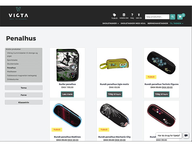 victa.dk - webshop med salg af skoletasker og speciale i rulletasker