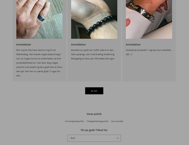 Flot eksklusiv webshop med salg af herrearmbånd og herreringe