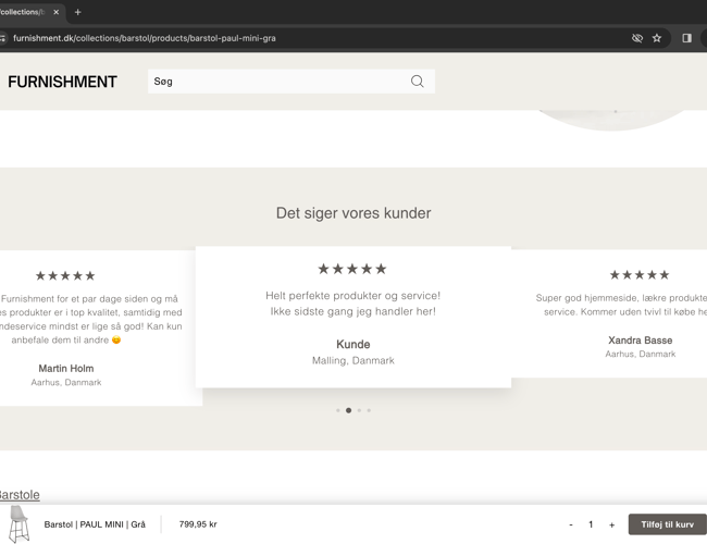 Furnishment | High end dropshipping møbelshop | 100% køreklar