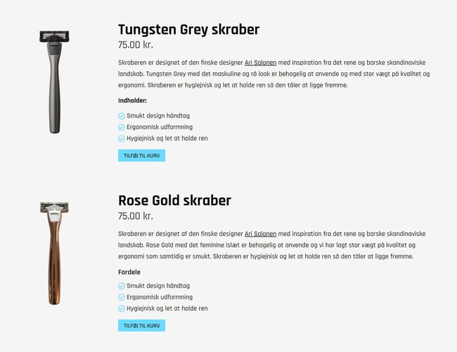 Webshop med salg af barbering til både kvinder og mænd - eget lager - 20 aktive abonnementer