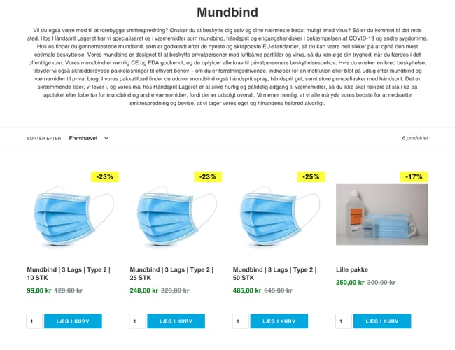 haandspritlageret.dk - Webshop med håndsprit og værnemidler - 313.000 omsætning på 14 dage (138.000 overskud) 