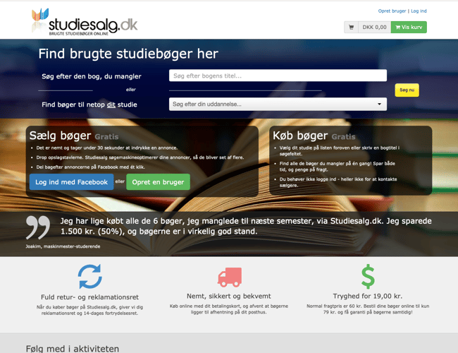 Veletableret markedsplads for brugte studiebøger siden 2012