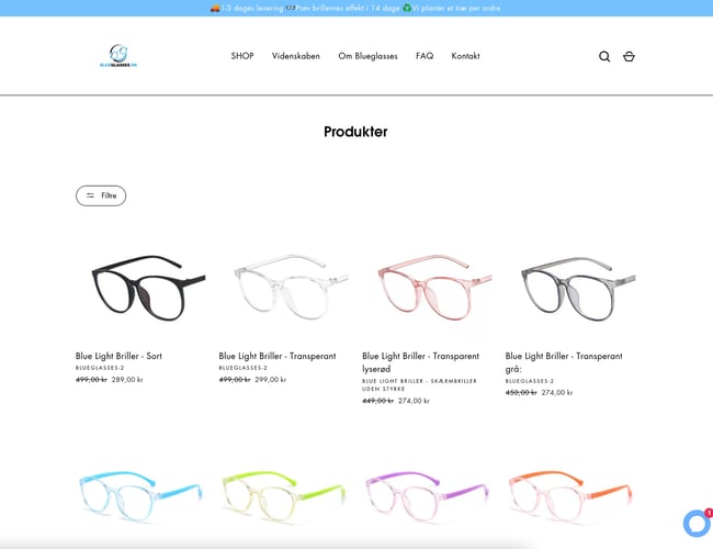 Myblueglasses.dk sælges - Omsætning på 64.556 kr. på 2,5 måned!