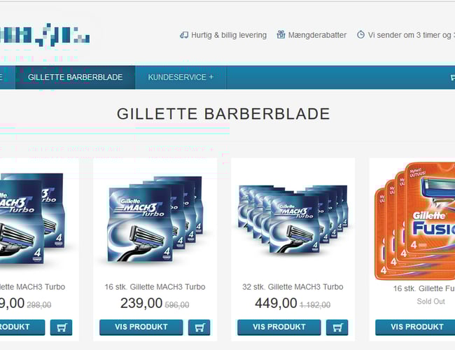Populær webshop med salg af barberblade