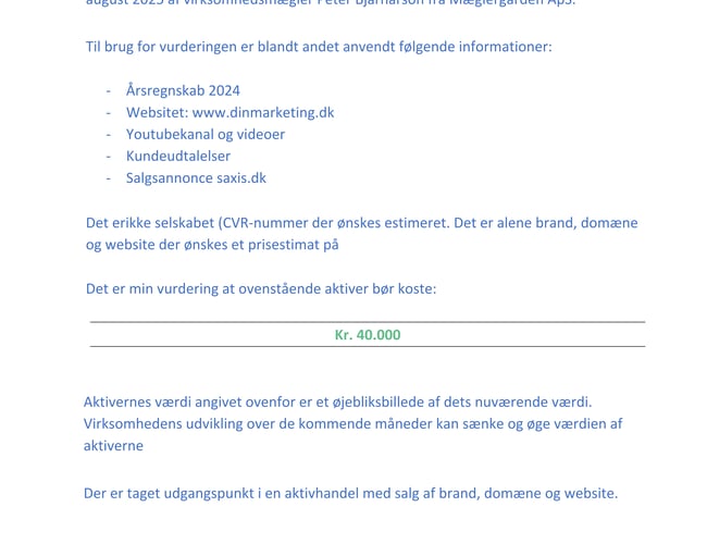 Færdigbygget marketingbureau til salg – godt domæne og hjemmeside samt fantastiske videotestimonials www.DinMarketing.dk - Værdiansat af virksomhedsmægler