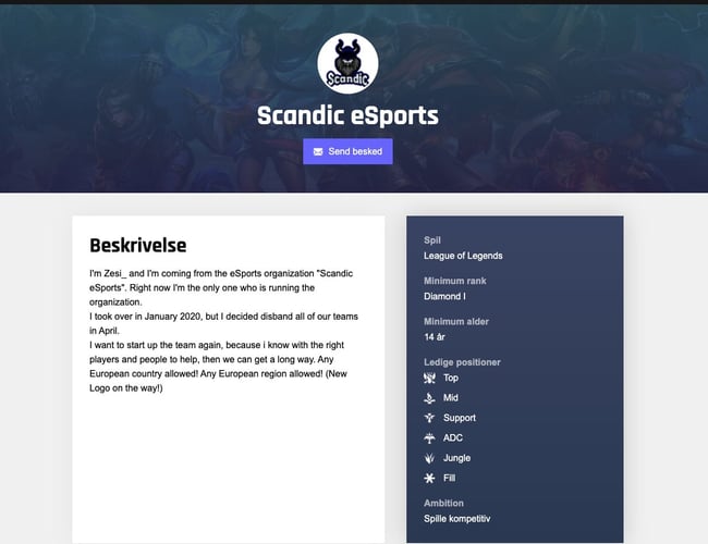 Esporthub.dk - Platform hvor esport hold og spillere kan etablere kontakt (SIDEN LUKKES D. 1/3, MEDMINDRE DEN BLIVER SOLGT) 